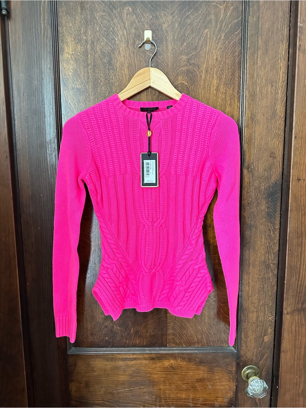 NWT Ted Baker Women’s Cable Knit Long-Sleeve Sweater - Hot Pink